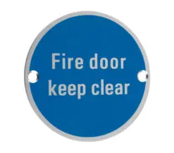 Zoo Hardware Zsa Door Sign - Fire Door Keep Clear, Satin Aluminium