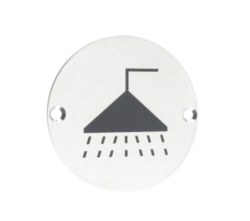 Zoo Hardware Zss Door Sign - Shower Symbol, Polished Stainless Steel