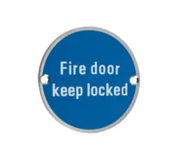 Zoo Hardware Zss Door Sign - Fire Door Keep Locked, Satin Stainless Steel