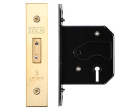 Zoo Hardware 3 Lever Uk Replacement Dead Lock (65.5Mm Or 78Mm), Pvd Stainless Brass