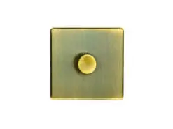 Eurolite Ab1D400 1 Gang 400W Push On Off 2Way Dimmer Flat Concealed Antique Plate Matching Knob