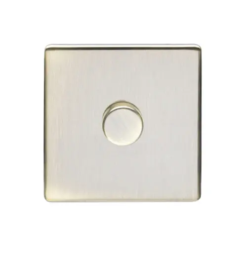 Eurolite Ab1Dled 1 Gang Led Push On Off 2Way Dimmer Flat Concealed Antique Plate Matching Knob