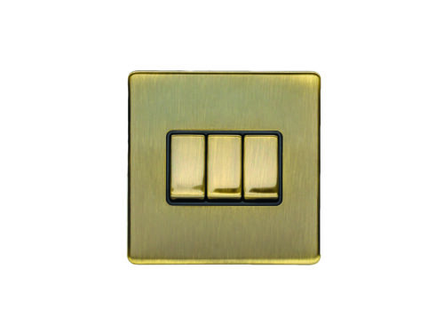 Eurolite Ab3Swb 3 Gang 10Amp 2Way Switch Flat Concealed Antique Plate Matching Rockers