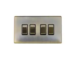 Eurolite Ab4Swb 4 Gang 10Amp 2Way Switch Flat Concealed Antique Plate Matching Rockers