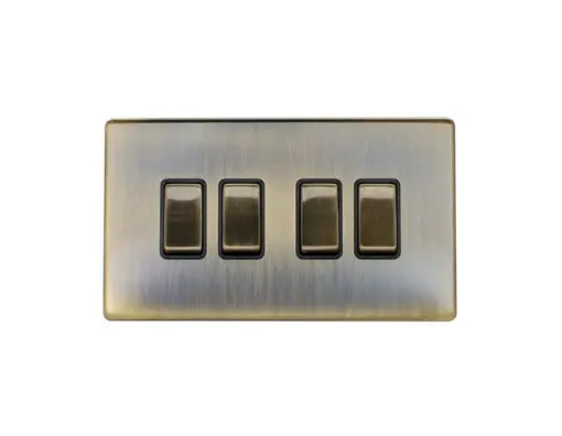 Eurolite Ab4Swb 4 Gang 10Amp 2Way Switch Flat Concealed Antique Plate Matching Rockers