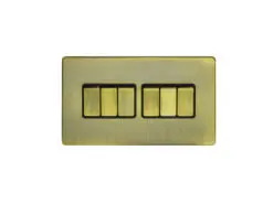 Eurolite Ab6Swb 6 Gang 10Amp 2Way Switch Flat Concealed Antique Plate Matching Rockers