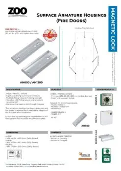 Zoo Hardware Armature Housing for ML600 Maglock range - For Outward Opening Doors AH600