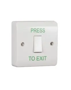 Zoo Hardware Standard Retractable Switch Button c/w White Back Box - "Press to Exit" EBLS/PTE