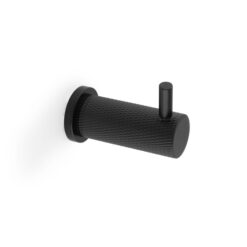 Alexander And Wilks Brunel Diamond Knurled Coat Hook Matt Black AW775BL