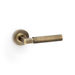 Alexander And Wilks Hurricane Door Handle Plain On Round Rose Antique Brass AW201AB