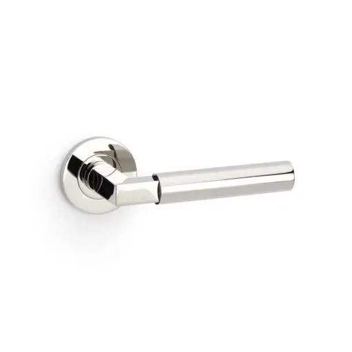 Alexander And Wilks Hurricane Door Handle Plain On Round Rose Pol Nickel Pvd AW201PNPVD
