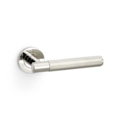 Alexander And Wilks Spitfire Door Handle Knurled On Round Rose Pol Nickel Pvd AW220PNPVD