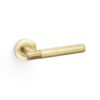 Alexander And Wilks Spitfire Door Handle Knurled On Round Rose Satin Brass Pvd AW220SBPVD