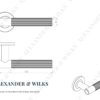 Alexander And Wilks Spitfire Door Handle Reeded On Round Rose Antique Brass AW222AB
