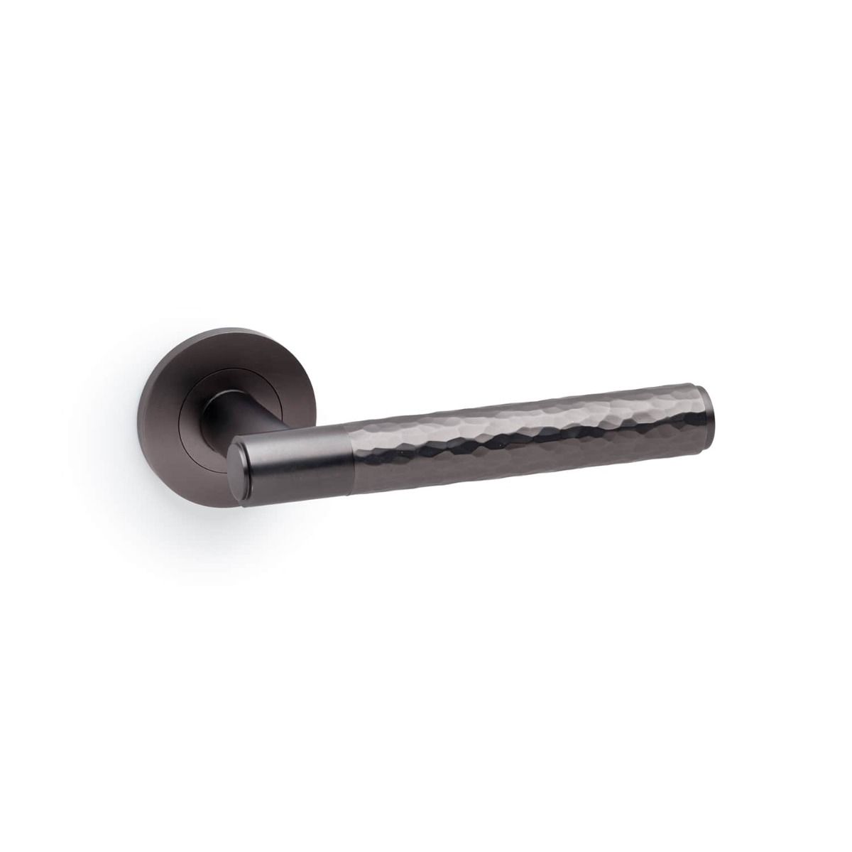 Alexander And Wilks Spitfire Door Handle Hammered On Round Rose Dark Bronze AW223DBZ