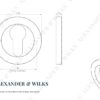 Alexander And Wilks Escutcheon Euro Profile On 50X6mm Rose Matt Black AW390BL