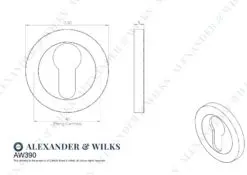 Alexander And Wilks Escutcheon Euro Profile On 50X6mm Rose Matt Black AW390BL
