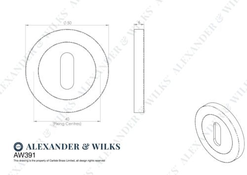 Alexander And Wilks Escutcheon Std Profile On 50X6Mm Rose Matt Black AW391BL