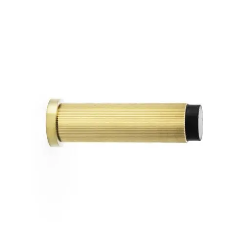 Alexander And Wilks Projection Cyl. Doorstop Reeded 75X20mm Satin Brass Pvd AW602-75-SBPVD