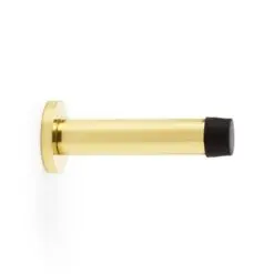 Alexander And Wilks Projection Cyl. Doorstop On Rose 75mm Pol Brass Lacq AW616PBL