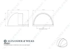 Alexander And Wilks Floor Mounted Oval Shielded Doorstop 45mm Antique Brass AW631AB