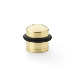 Alexander And Wilks Dome Top Floor Mounted Door Stop Polished Brass Lacq AW638PBL
