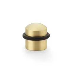 Alexander And Wilks Dome Top Floor Mounted Door Stop Satin Brass AW638SB