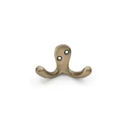 Alexander And Wilks Victorian Double Robe Hook Antique Brass AW773AB