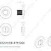 Alexander And Wilks Thumbtun & Release Knurled On 50X6Mm Rose Matt Black AW790BL