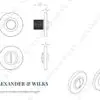 Alexander And Wilks Thumbtun & Release Knurled On 50X6Mm Rose Matt Black AW790BL