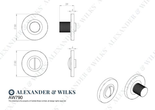 Alexander And Wilks Thumbtun & Release Knurled On 50X6Mm Rose Matt Black AW790BL