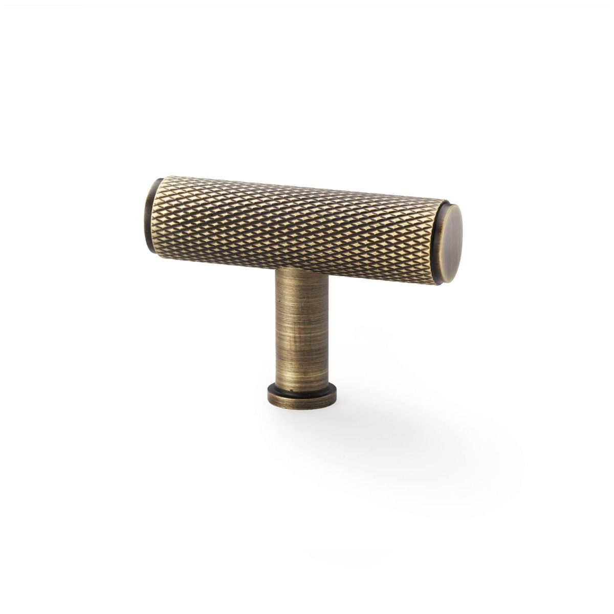 Alexander And Wilks Knurled T-Bar Cupboard Knob 55mm Antique Brass AW801-55-AB