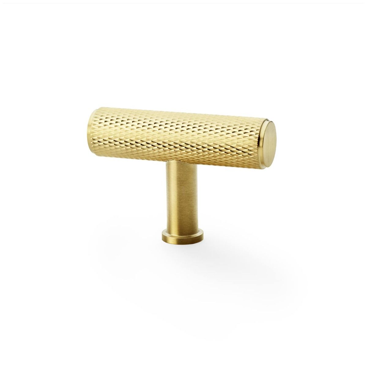 Alexander & Wilks Crispin Knurled T-Bar Cupboard Knob - 55Mm AW801-55-SBPVD Satin Brass Pvd