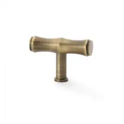Alexander And Wilks Bamboo T-Bar Cupboard Knob 55mm Antique Brass AW801B-55-AB