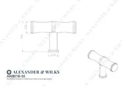 Alexander And Wilks Bamboo T-Bar Cupboard Knob 55Mm Matt Black AW801B-55-BL