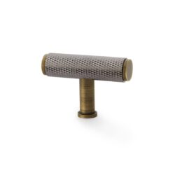 Alexander And Wilks Knurled T-Bar Cupboard Knob 55mm Dark Bronze / Antique Brass AW801D-55-DBZPVD/AB