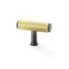 Alexander And Wilks Knurled T-Bar Cupboard Knob 55mm Satin Brass / Dark Bronze Pvd AW801D-55-SBPVD/DBZPVD
