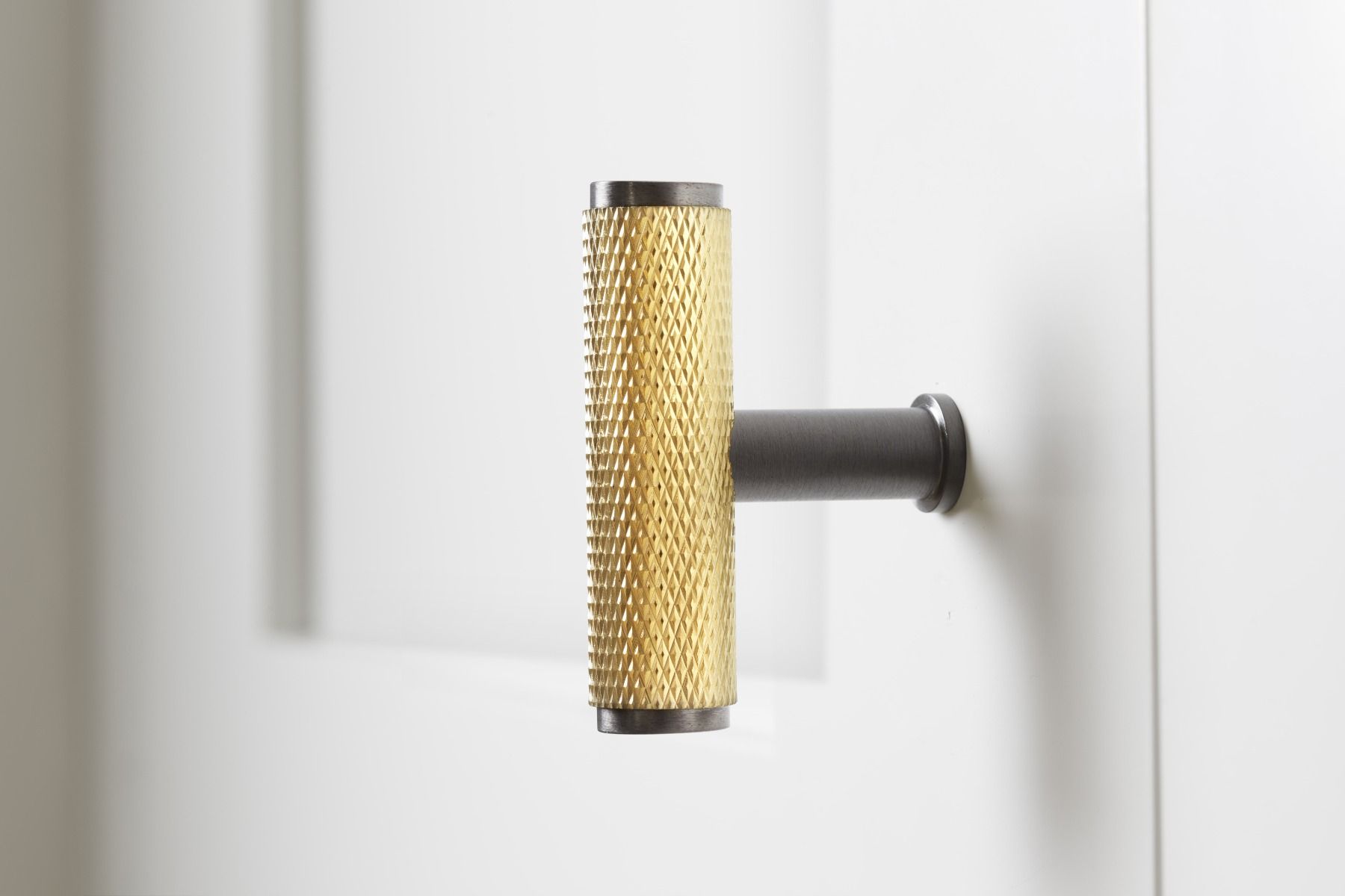 Alexander And Wilks Knurled T-Bar Cupboard Knob 55mm Satin Brass / Dark Bronze Pvd AW801D-55-SBPVD/DBZPVD