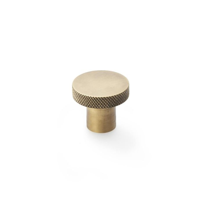 Alexander & Wilks Hanover Knurled Circular Cupboard Knob 30Mm AW802-30-AB Antique Brass