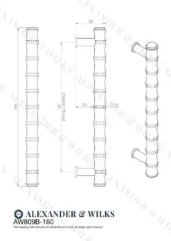 Alexander And Wilks Bamboo T-Bar Cabinet Pull 160Mm C/C Matt Black AW809B-160-BL