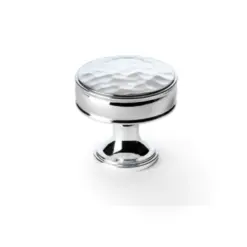 Alexander And Wilks Lynd Hammered Cupboard Knob 32mm Dia. Polished Chrome AW818-32-PC