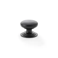 Alexander And Wilks 25mm Rnd Cup Knob Integralstepped Rose Black AW825-25-BL