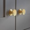 Alexander And Wilks 25mm Rnd Cup Knob Integral Stepped Rose Satin Brass AW825-25-SB