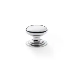 Alexander And Wilks 25mm Rnd Cup Knob Integral Stepped Rose Polished Nickel AW825-25-PN