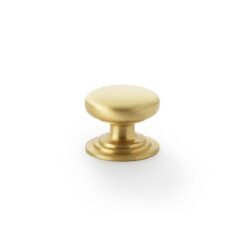 Alexander And Wilks 38mm Rnd Cup Knob Integral Stepped Rose Satin Brass AW825-38-SB