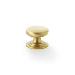 Alexander And Wilks 25mm Rnd Cup Knob Integral Stepped Rose Satin Brass AW825-25-SB
