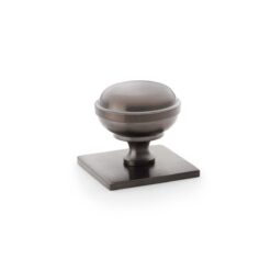 Alexander And Wilks Quantock Cupboard Knob 38mm Square Backplate Dark Bronze AW826-38-DBZPVD