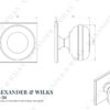 Alexander And Wilks Quantock Cupboard Knob 34Mm On Square Backplate Matt Black AW826-34-BL