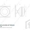 Alexander And Wilks Quantock Cupboard Knob 34Mm On Square Backplate Matt Black AW826-34-BL