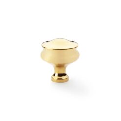 Alexander And Wilks Harris Cupboard Knob 32mm Dia Pol Brass Unlacquered AW831-32-PBU